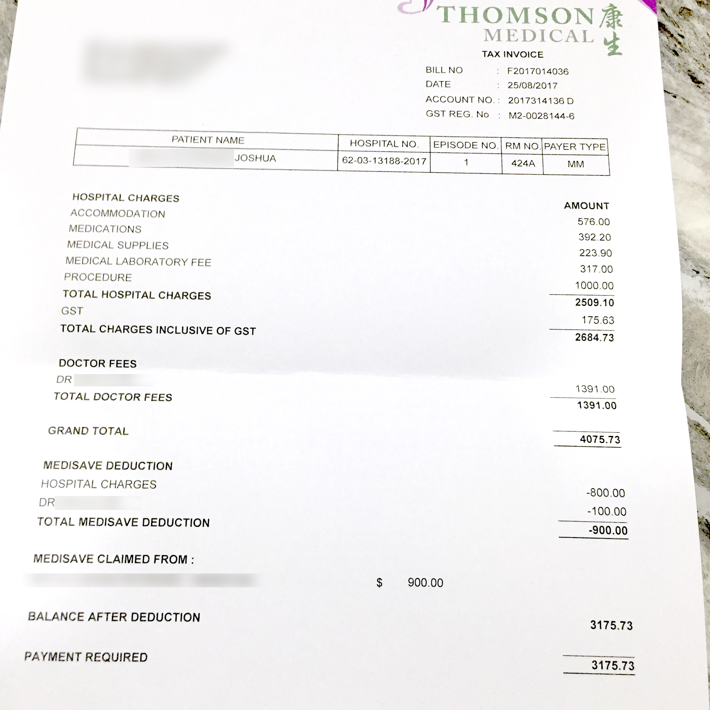 hospitalization stay for child in singapore thomson medical centre for bronchiolitis